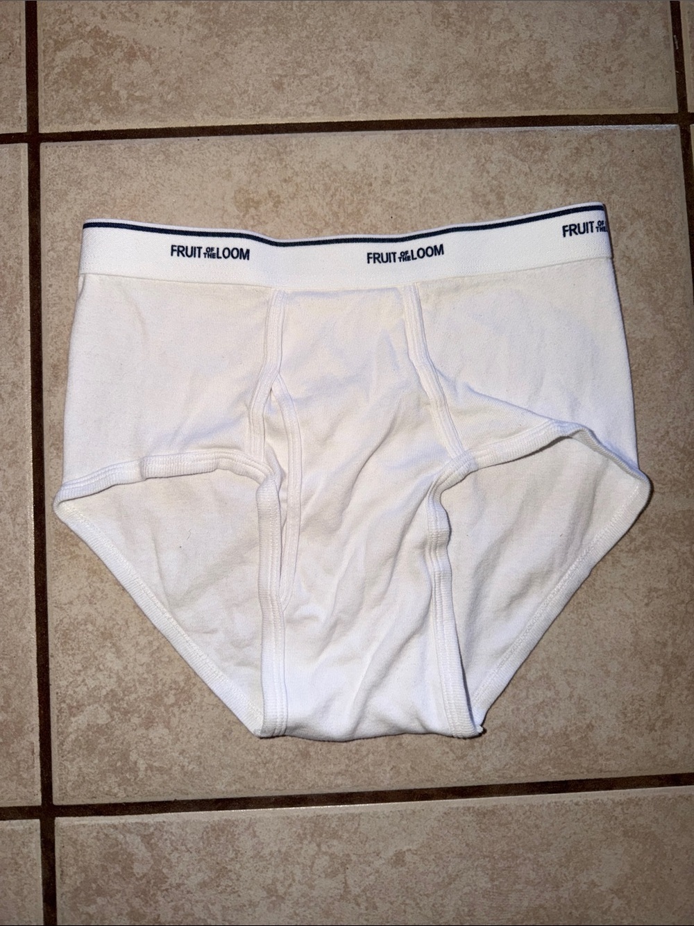 Fruit of the Loom White Men’s Cotton Briefs with Logo Waistband